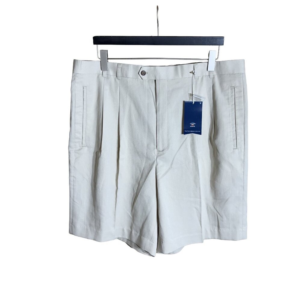 NWT CUTTER & BUCk Mens 44T Beige Chino Bermuda Pleated Shorts Big and Tall